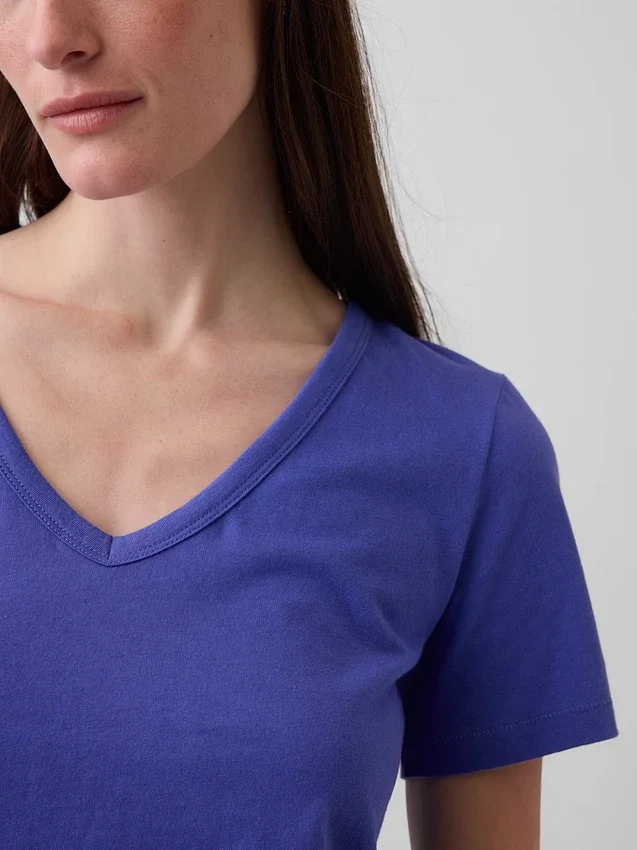 Camiseta de algodón orgánico Vintagesoft con cuello en V