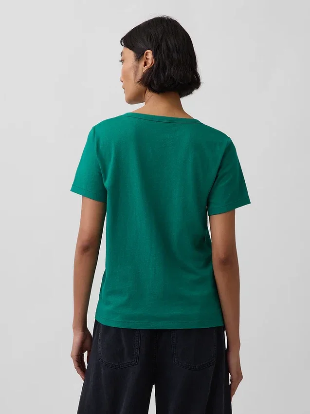 Camiseta de algodón orgánico Vintagesoft con cuello en V