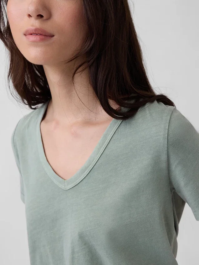 Camiseta de algodón orgánico Vintagesoft con cuello en V