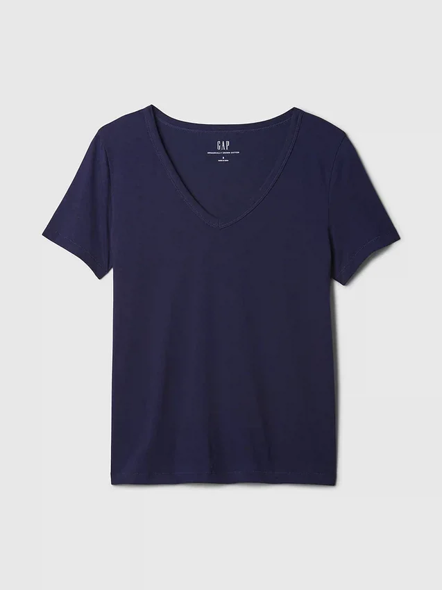 Camiseta de algodón orgánico Vintagesoft con cuello en V
