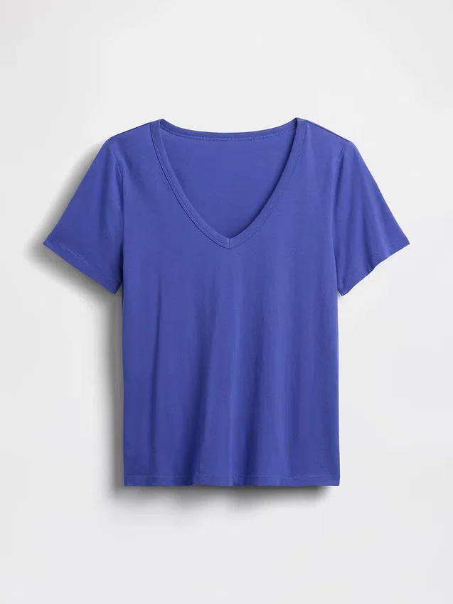 Camiseta de algodón orgánico Vintagesoft con cuello en V
