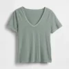 Camiseta de algodón orgánico Vintagesoft con cuello en V