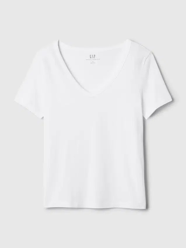 Camiseta de algodón orgánico Vintagesoft con cuello en V