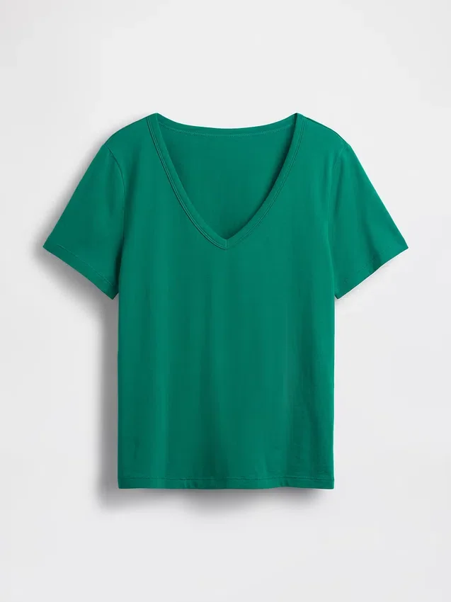 Camiseta de algodón orgánico Vintagesoft con cuello en V