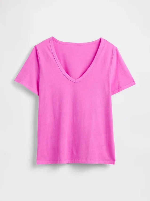 Camiseta de algodón orgánico Vintagesoft con cuello en V