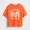Camiseta de algodón suave con estampado gráfico de gran tamaño para bebés y niños pequeños