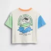 Camiseta de algodón suave con estampado gráfico de gran tamaño para bebés y niños pequeños