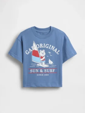 Camiseta de algodón suave con estampado gráfico de gran tamaño para bebés y niños pequeños