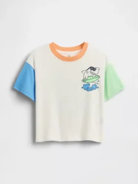 Camiseta de algodón suave con estampado gráfico de gran tamaño para bebés y niños pequeños