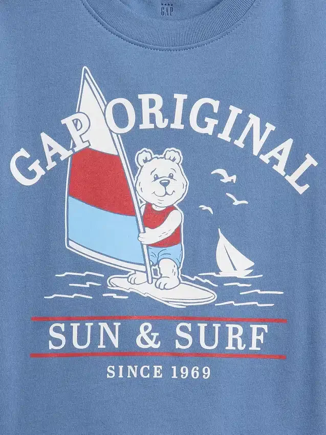 Camiseta de algodón suave con estampado gráfico de gran tamaño para bebés y niños pequeños