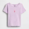 Camiseta de bebé y Niño con bordado de helado y cuello acanalado