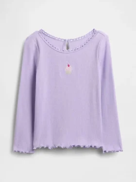 Camiseta de bebé y niño con estampado bordado y tejido acanalado