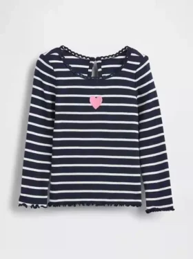 Camiseta de bebé y niño con estampado bordado y tejido acanalado
