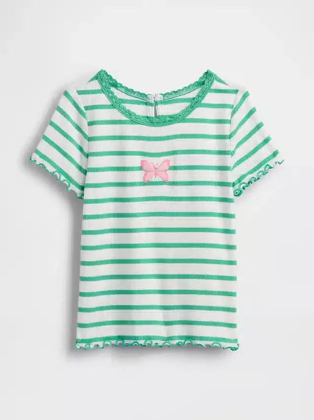 Camiseta de canalé bordada para bebés y niños pequeños