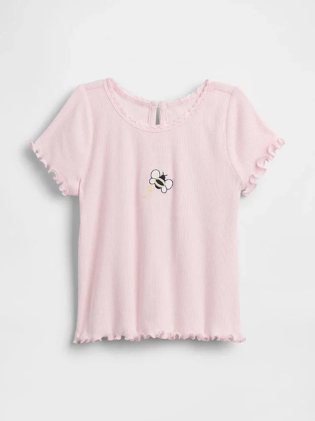 Camiseta de canalé bordada para bebés y niños pequeños