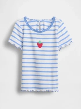 Camiseta de canalé bordada para bebés y niños pequeños