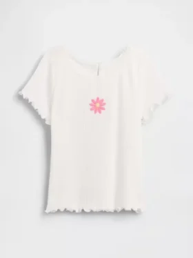 Camiseta de canalé bordada para bebés y niños pequeños
