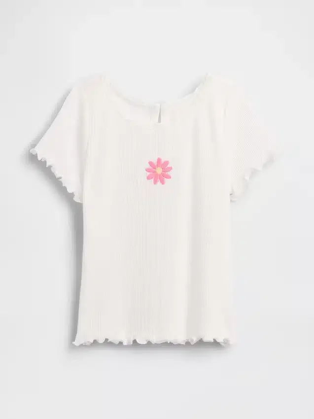 Camiseta de canalé bordada para bebés y niños pequeños