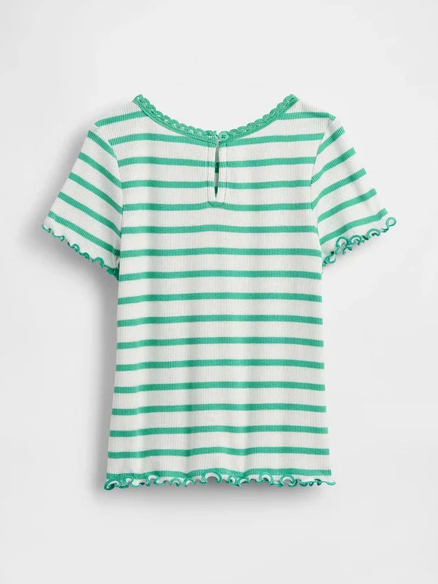 Camiseta de canalé bordada para bebés y niños pequeños