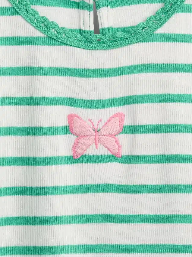 Camiseta de canalé bordada para bebés y niños pequeños