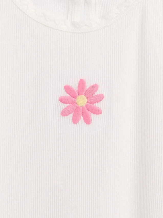 Camiseta de canalé bordada para bebés y niños pequeños