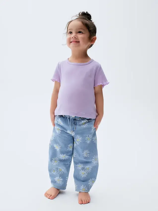 Camiseta de canalé para bebés y niños pequeños, combinable