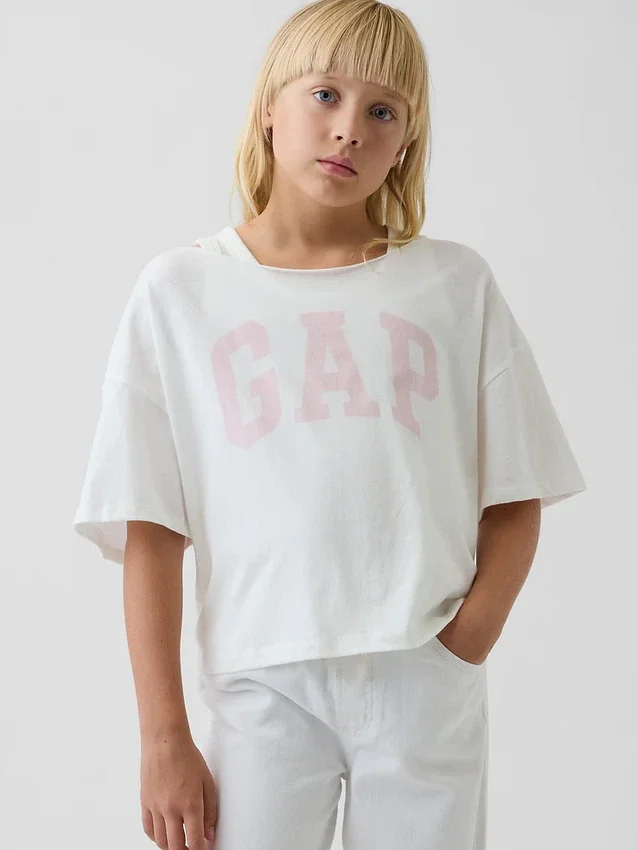 Camiseta de cuello ancho oversize para niños