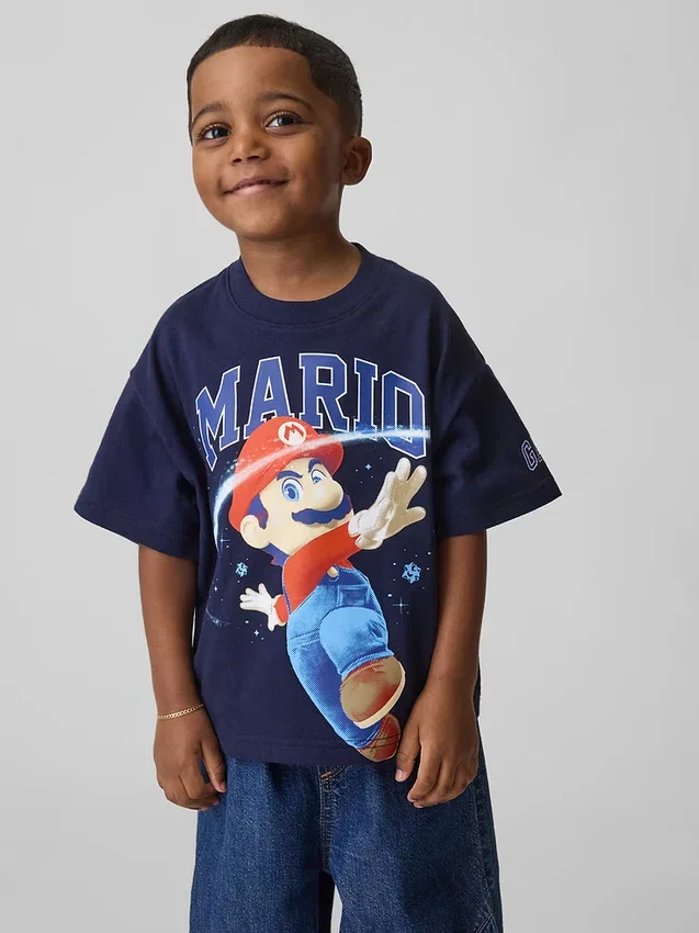 Camiseta de grafito extragrande de Super Mario para niños pequeños