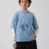 Camiseta de jersey con estampado oversize de malla para niños