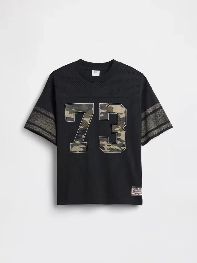 Camiseta de jersey con estampado oversize de malla para niños