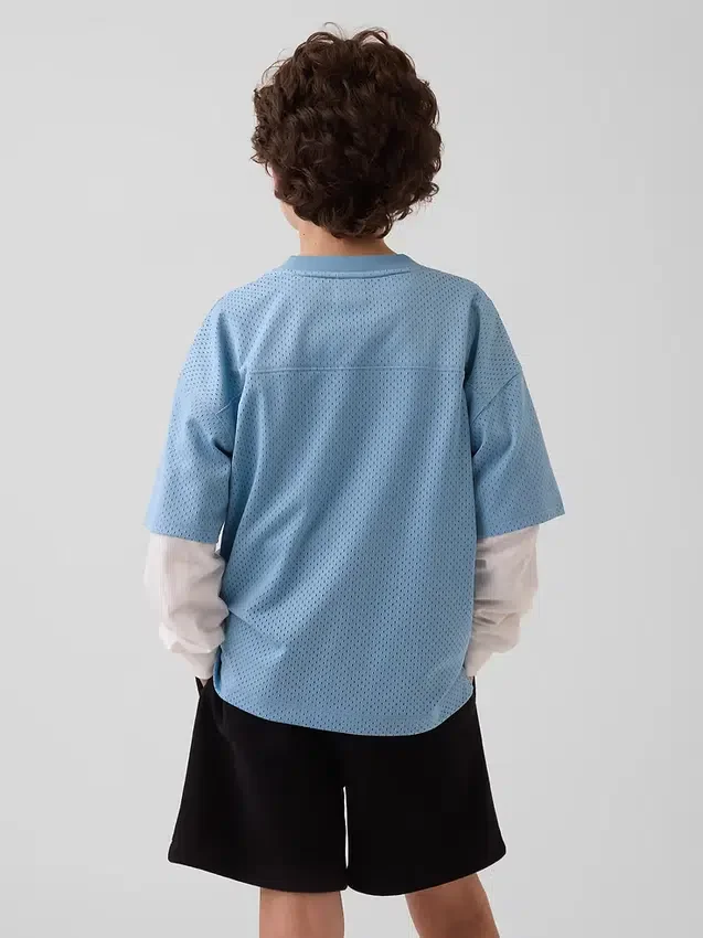 Camiseta de jersey con estampado oversize de malla para niños