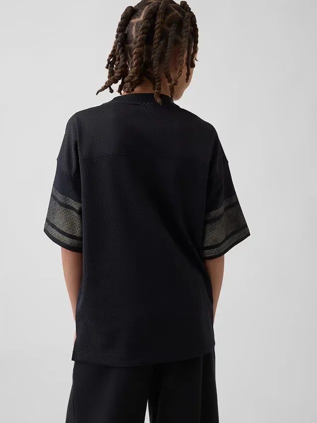 Camiseta de jersey con estampado oversize de malla para niños