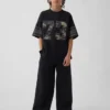 Camiseta de jersey con estampado oversize de malla para niños