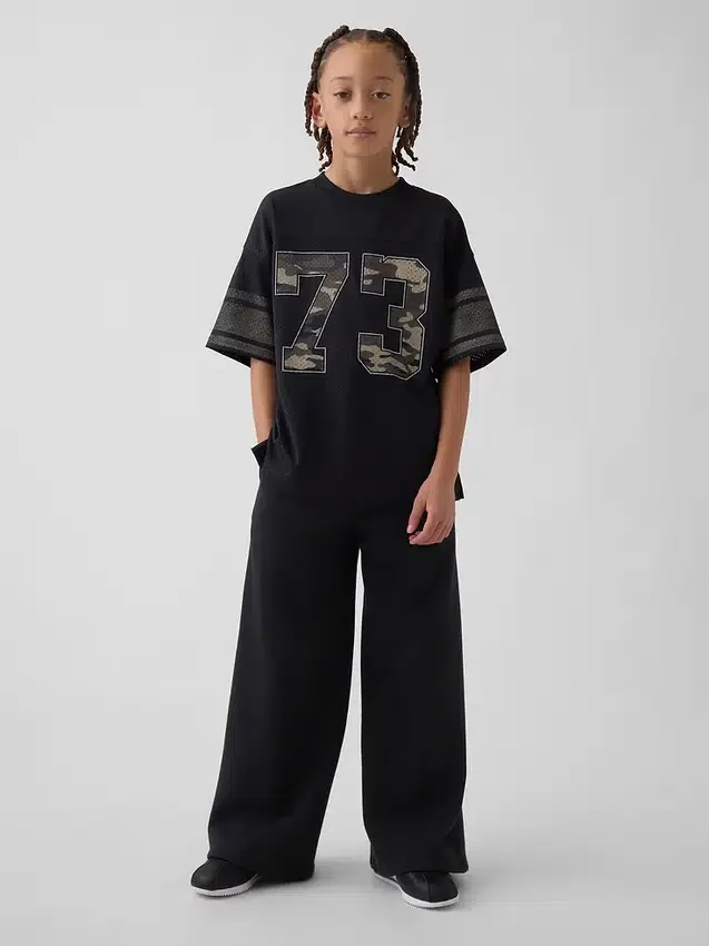 Camiseta de jersey con estampado oversize de malla para niños