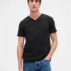 Camiseta de jersey de algodón con cuello en V