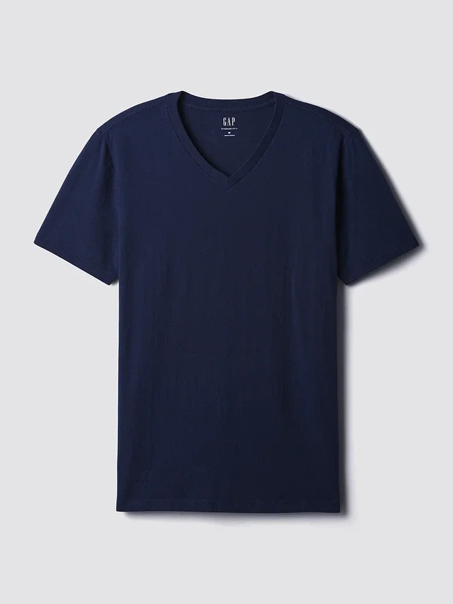 Camiseta de jersey de algodón con cuello en V
