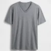 Camiseta de jersey de algodón con cuello en V