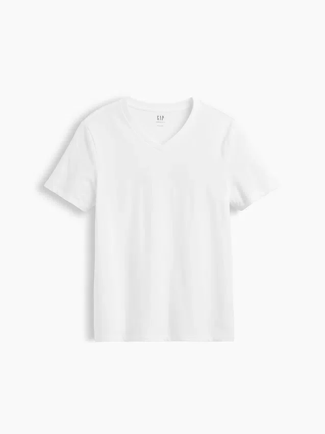 Camiseta de jersey de algodón con cuello en V