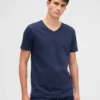 Camiseta de jersey de algodón con cuello en V
