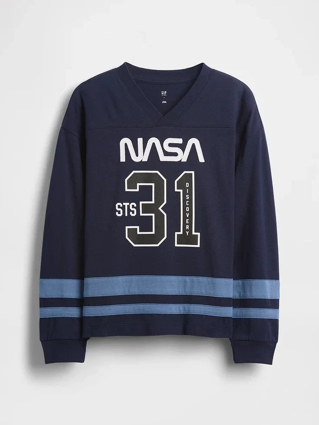 Camiseta de jersey holgada para niños con motivos de la NASA