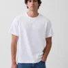 Camiseta de logo holgada de peso pesado para adultos