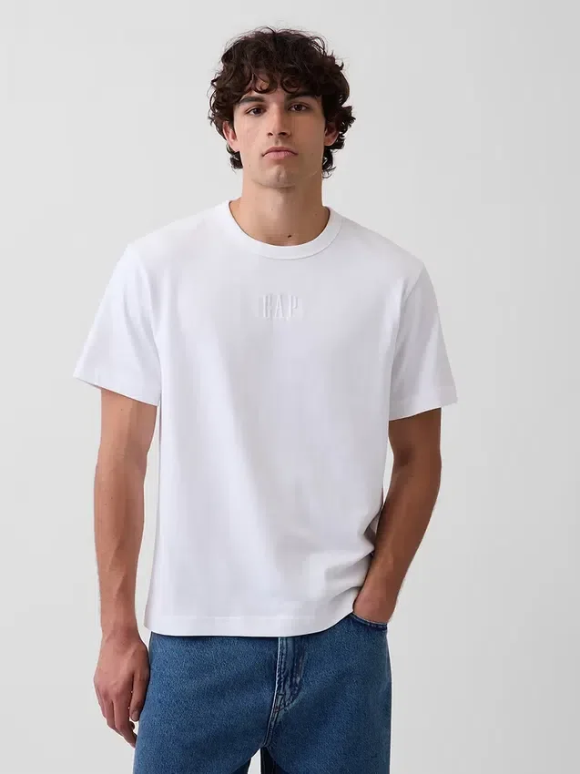 Camiseta de logo holgada de peso pesado para adultos