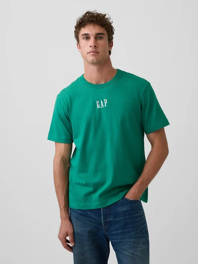Camiseta de logo holgada de peso pesado para adultos