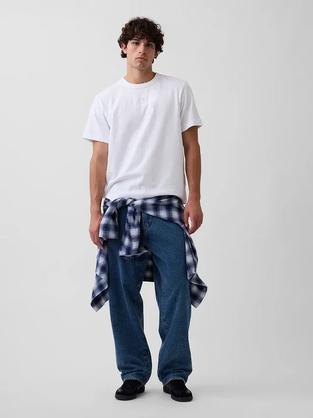 Camiseta de logo holgada de peso pesado para adultos