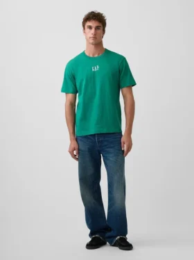 Camiseta de logo holgada de peso pesado para adultos