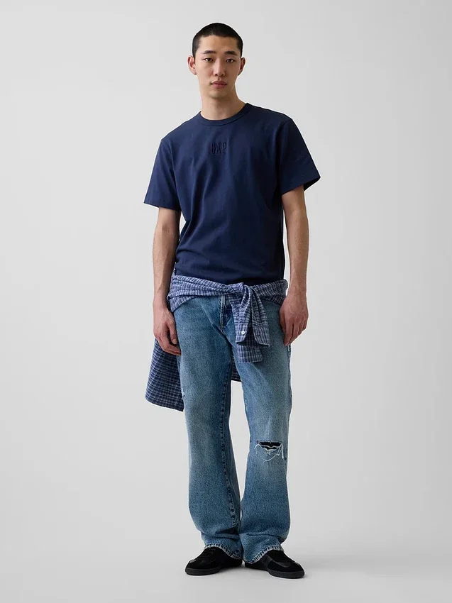 Camiseta de logo holgada de peso pesado para adultos