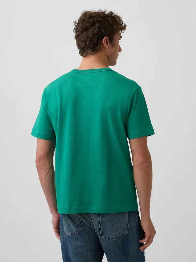 Camiseta de logo holgada de peso pesado para adultos