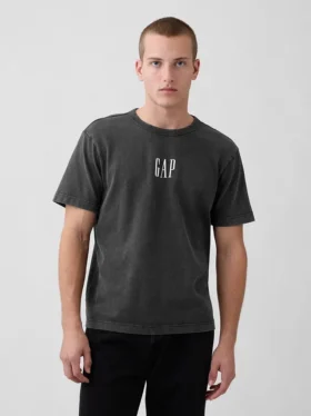 Camiseta de logo holgada de tejido grueso