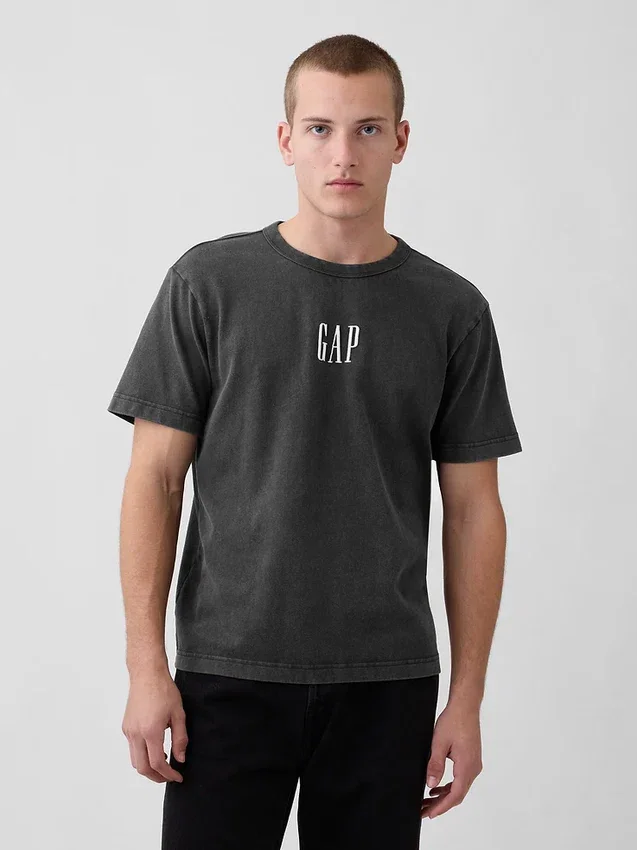 Camiseta de logo holgada de tejido grueso