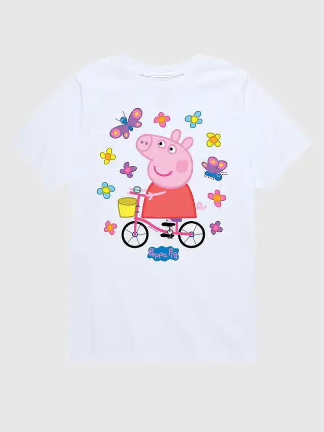 Camiseta de manga corta para niños pequeños de Peppa Pig con diseño de «Bike Butterflies» en pantalones cortos